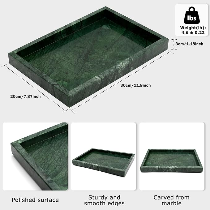 Green Marble Tray, Pure Natural Vanity Tray | Marble trays - Image 2