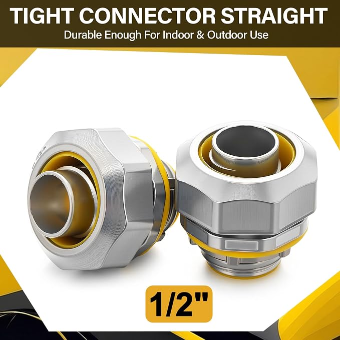 Gisafai 5 Pcs Liquid Tight Connector Straight Insulated Zinc Die Cast Metal - Image 5