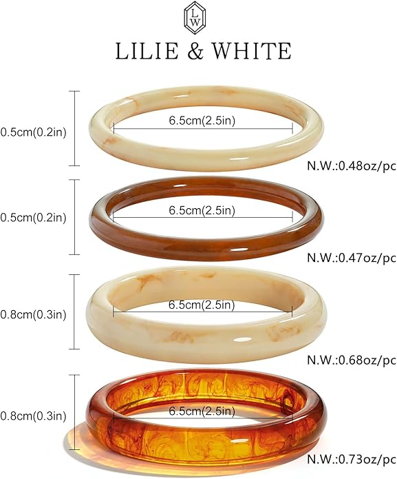 LILIE&WHITE Colorful Acrylic Bangle Bracelets For Women Resin Bangles Chic Vintage Gold Bracelet Chunky Bracelets Jewelry Gift