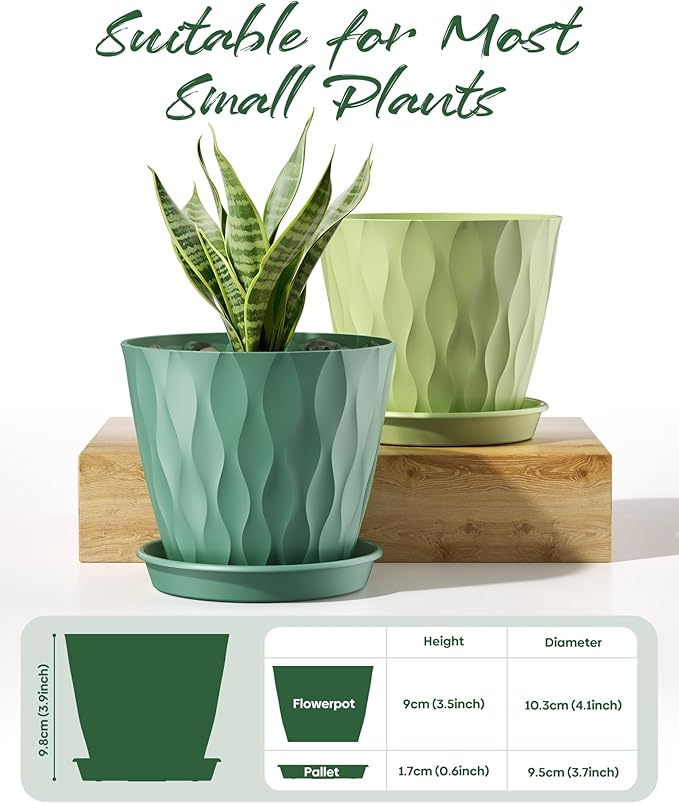 6 Pack Plant Pots with Drainage Holes, 4 Inch Plastic Indoor Flower Pots - Image 6
