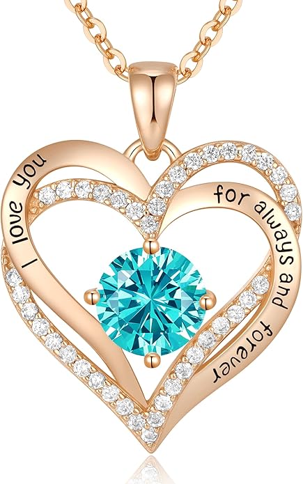 CDE Valentine's Day Gift Forever Love Heart Necklaces for Women, Wedding Anniversary, Birthday Mothers Christmas Day Gifts for Mom, Mother, Wife, S925 Silver Jewelry with Birthstone Pendant