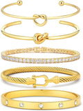 18 K Gold Plated Love Bangle Bracelet Stack Cuff Jewelry for Women Jewelry Set for Women Gift with Box