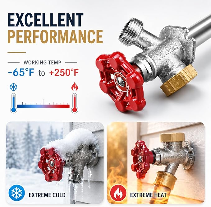 8 inch Anti-Siphon Frost Free Sillcock, No Lead Brass Frost Proof Outdoor - Image 5