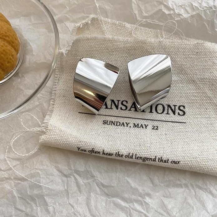 Unique Abstract Earrings For Women,Geometric Statement Stud Earring Large Hypoallergenic Earring for Gift