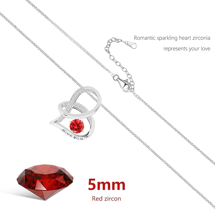 Enduring Hearts Purple Zircon Necklace for Women - 14K Gold Plated Copper Infinity Pendant, Dainty Everyday Jewelry