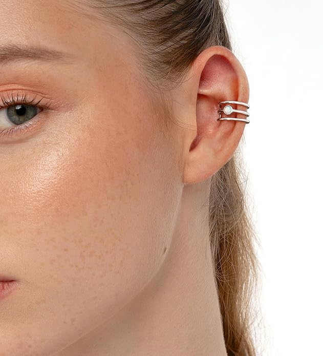 CHIC & ARTSY 925 Sterling Silver Ear Cuffs for Women, Non Piercing Clip On Cartilage Cuffs, Adjustable Fake Conch & Helix Earrings, Gold Plated & Oxidized Various Styles