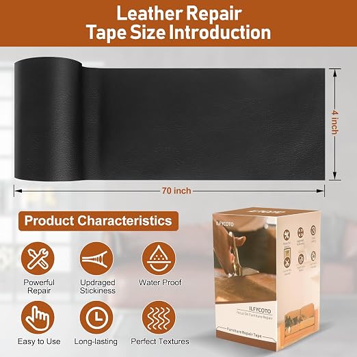 Self Adhesive Leather Repair Patch Tape 4x70 inch, Vinyl Repair Kit, Leather - Image 2