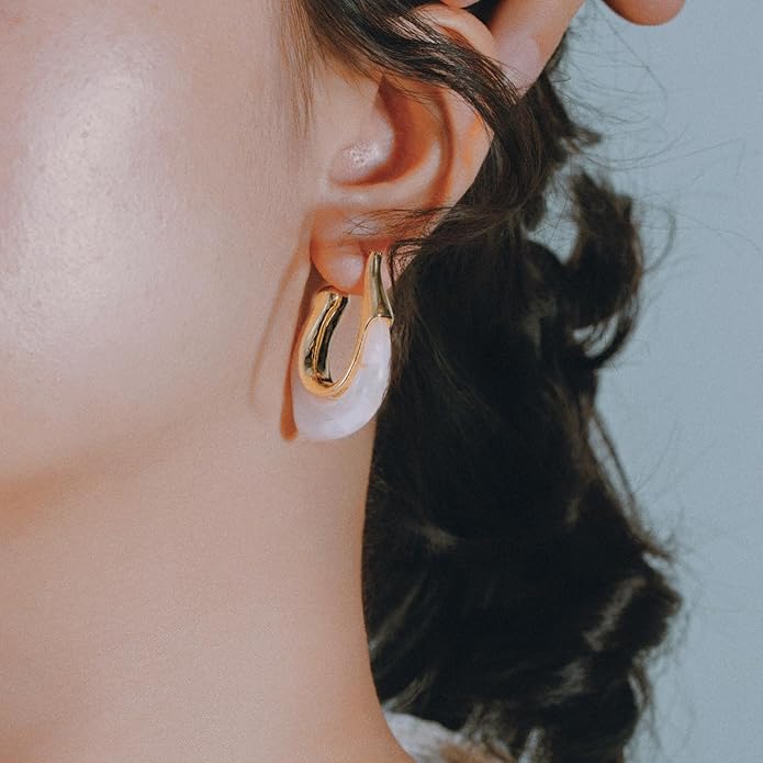 Acrylic Hoop Earrings Chunky Huggie Statement Vintage Earrings Cute Resin Drop Earring Trendy Jewelry Gifts for Women