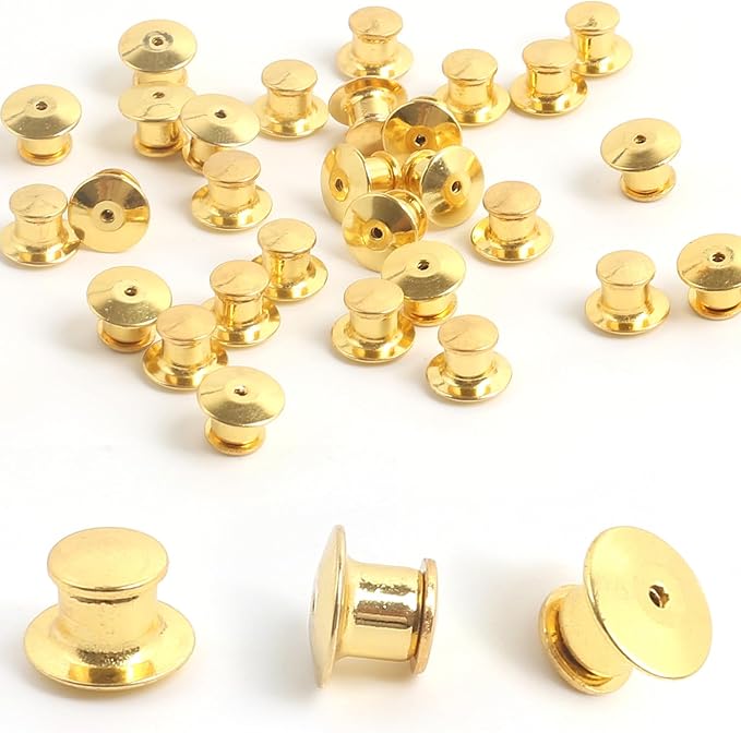30 PCS Locking Pin Backs,Locking Pin Keepers,Metal Pin Backing for Brooch Enamel Lapel Pin Lock(Golden)