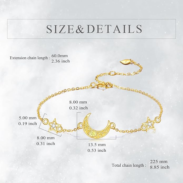 KECHO 14k Yellow Gold Butterfly/Dragonfly/Frog/Sunflower/Daisy/Tree of life/Moon/Clover Bracelet Anklet for Women