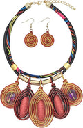 Statement African Necklace For Women African Jewelry Costume Earring Sets Tribal Fashion Colorful Big Rhinestone Crystal Pendent Collar Choker Bold Chunky Bib Handmade