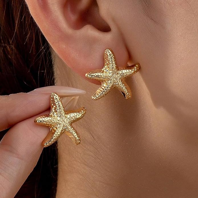 Seashell Starfish Earrings Beach Jewelry for Women Pearl Drop Shell Earrings Ocean Beachy Fashion Accessories Womens Summer Outfits 2026 Tropical Vacation Outfits Beach Vacation Clothes Dresses