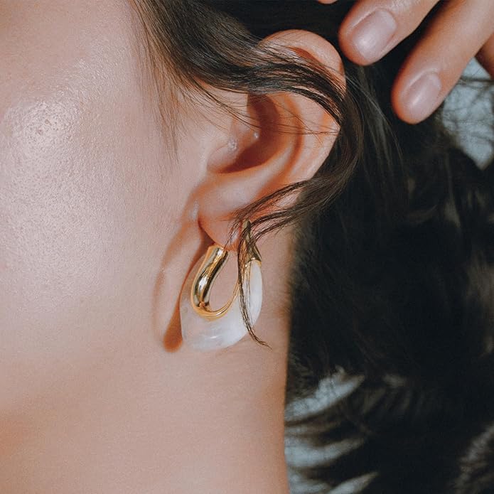 Acrylic Hoop Earrings Chunky Huggie Statement Vintage Earrings Cute Resin Drop Earring Trendy Jewelry Gifts for Women