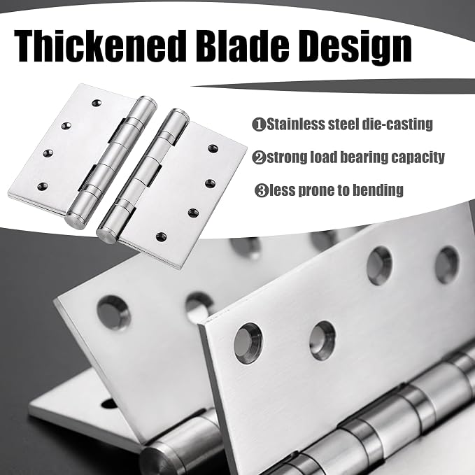 6Pcs 4.5 x 4.5 Inch Heavy Duty Door Hinges, Thickness 3 mm 304 Stainless Steel - Image 6