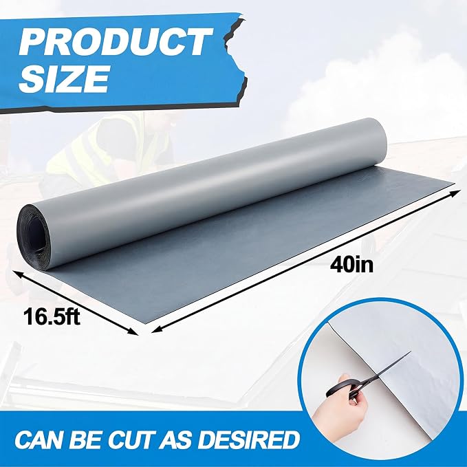 40in x 16.5ft Roof Waterproof Tape, Heavy Duty TPU Self-Adhesive Leak Repair - Image 2