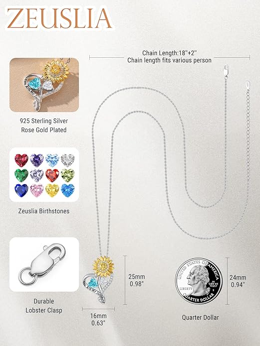 Valentine's Day Gifts for Wife 925 Sterling Silver Double Birthstone Pendant Necklaces I Love You for Always and Forever Necklace Anniversary Birthday Gifts for Wife Girlfriend Mom Her