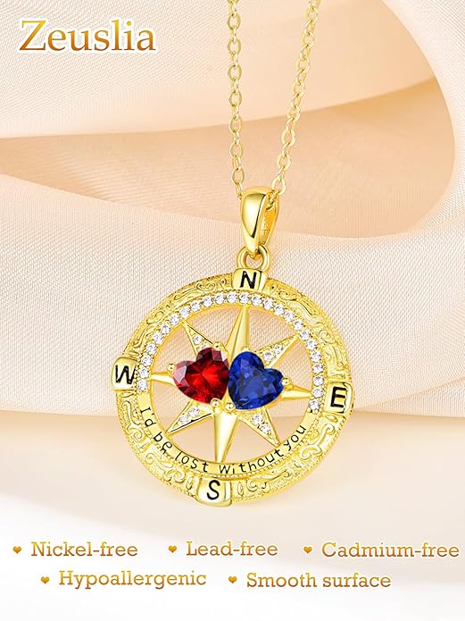 Valentine's Day Gifts for Wife 925 Sterling Silver Double Birthstone Pendant Necklaces I Love You for Always and Forever Necklace Anniversary Birthday Gifts for Wife Girlfriend Mom Her