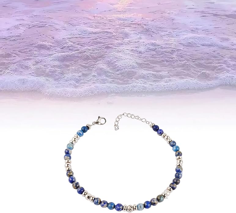Natural Gem Stone Beaded Bracelets for Women Adjustable Stainless Steel Agate Lapis Tiger Eye Aventurine Rose Quartz
