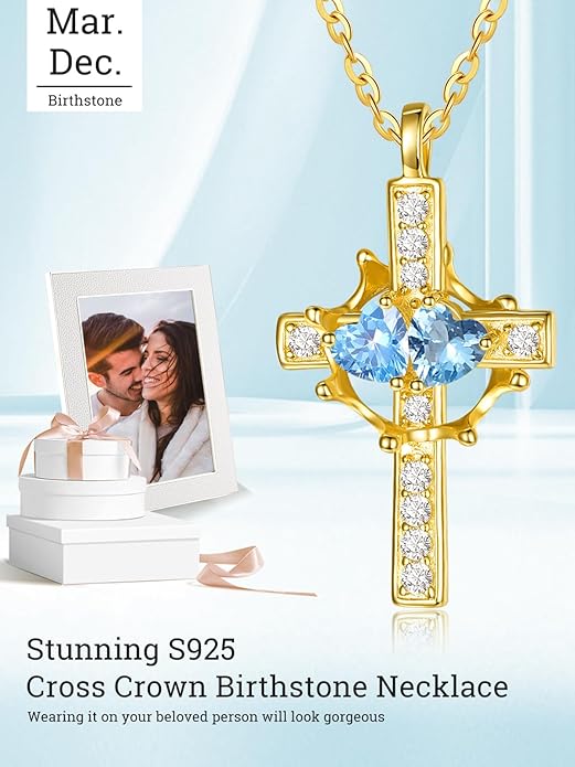 Valentine's Day Gifts for Wife 925 Sterling Silver Double Birthstone Pendant Necklaces I Love You for Always and Forever Necklace Anniversary Birthday Gifts for Wife Girlfriend Mom Her