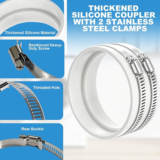 4 Inch Thickened High Temp Silicone Dryer Vent Coupler, Airtight Leak-Proof - Image 3