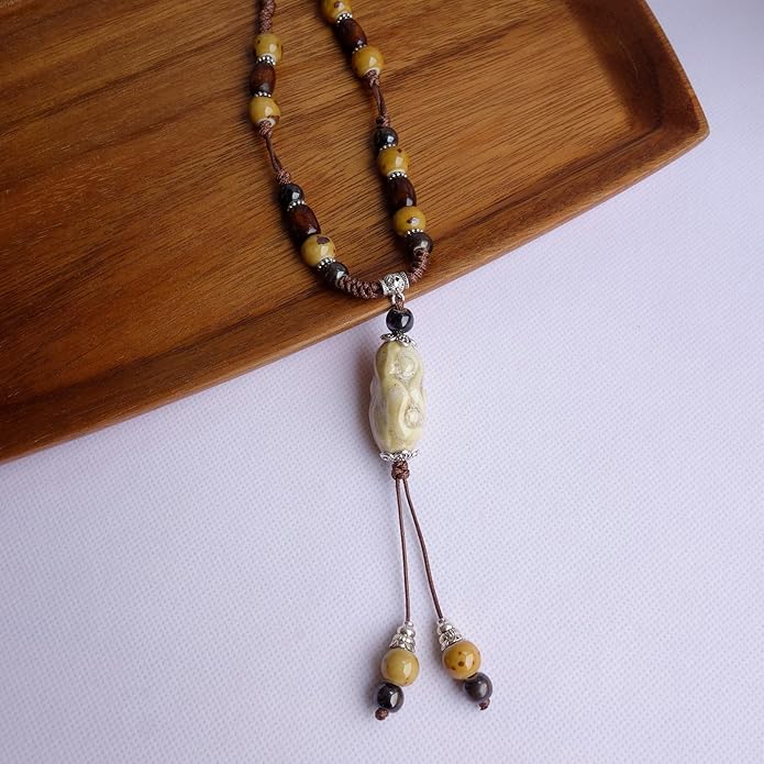 Boho Style Colorful Ceramic Bead Strand Necklace Adjustable Bohemian Jewelry Gift for Women, Fashion Clothing Matching Necklace