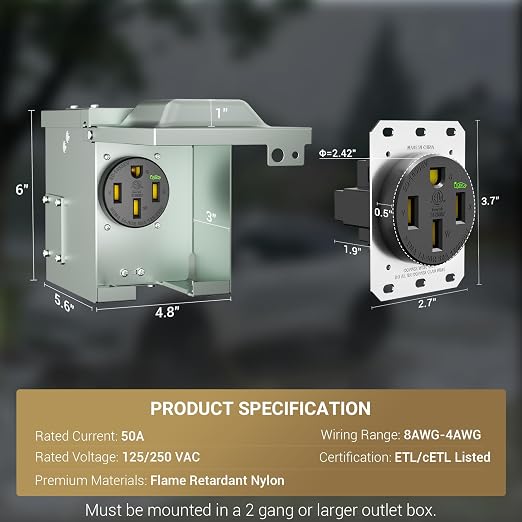 50 Amp EV Charging Receptacle/Nema 14-50 EV Outlet - Image 4