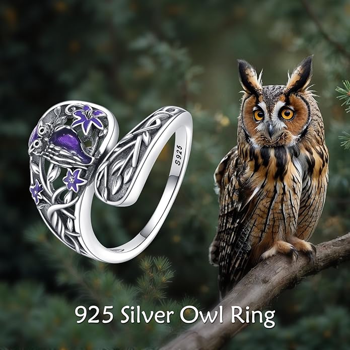 Animal Spoon Ring 925 Sterling Silver Adjustable Animal Spoon Ring Jewelry Gifts for Women Men