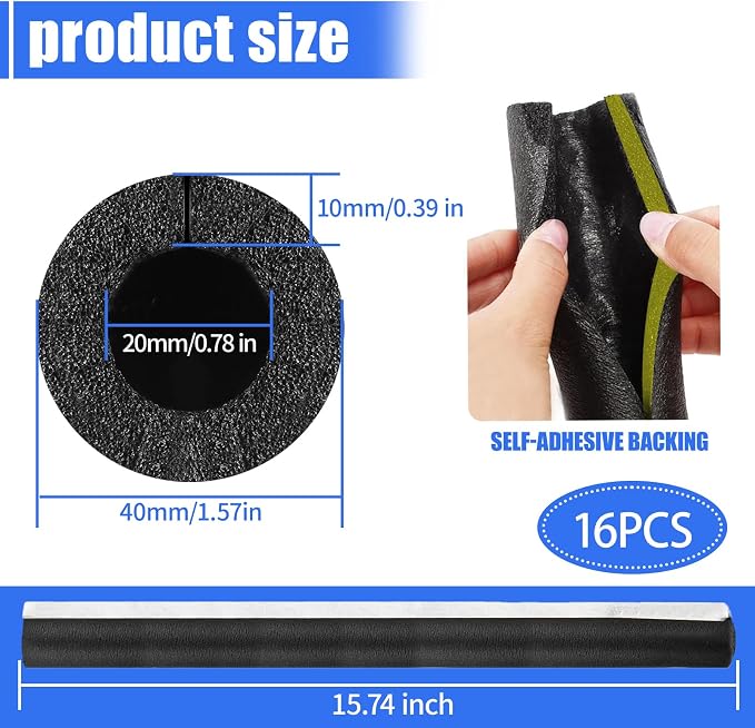 16 Pack Pipe Insulation Foam Tube, 3/4'' Self Adhesive Pre Slit Foam Pipe - Image 2