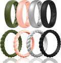 Egnaro Women's Bridal Rings Sets, Inner Arc Ergonomic Breathable Design Silicone Rubber Wedding Bands