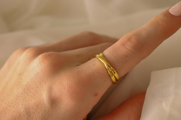 Elegant 18K Gold Plated Stainless Steel Ring – Fine Metal-Plated Jewelry with Durable, Scratch-Resistant Design for Daily Wear & Special Occasions