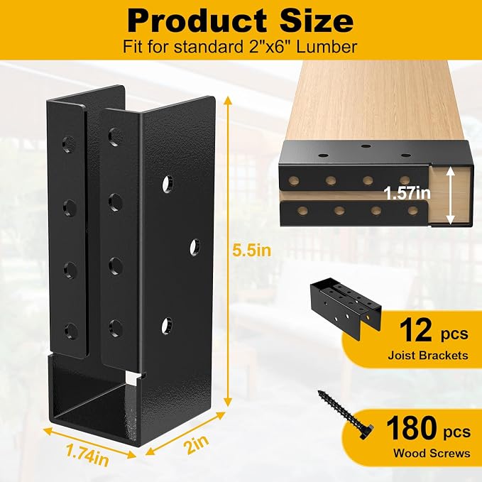 Concealed Joist Hanger 12 Pack 2"x6" Outdoor Concealed Joist Hangers | Q235B - Image 3