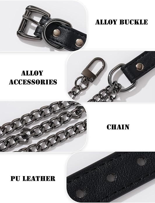 FEOYA Leather Choker Collar For Women Handmade Adjustable Triple-Layer Slip Chain Punk Gothic Chain Collar Necklace