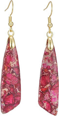 Boho Women Natural Stone Earrings Unique Healing Imperial Jasper Gemstone Energy Hypoallergenic Lightweight Dangle Drop Earrings Multiple Styles Earrings Jewelry for Birthday Party Gift