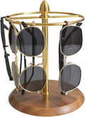 Sunglasses Organizer, Glasses Display Stand for 12 Pairs, Base Storage for Jewelry (Wood+Gold)
