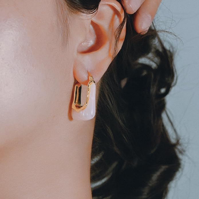 Acrylic Hoop Earrings Chunky Huggie Statement Vintage Earrings Cute Resin Drop Earring Trendy Jewelry Gifts for Women