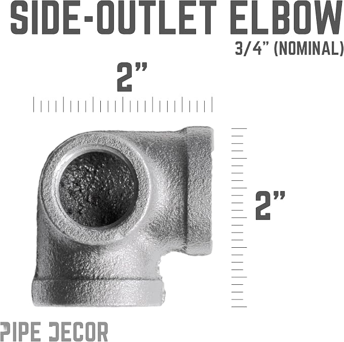 PIPE DECOR Side Outlet Elbow Fitting, 3/4 Inch, DIY Furniture, and Standard 3/4 - Image 3