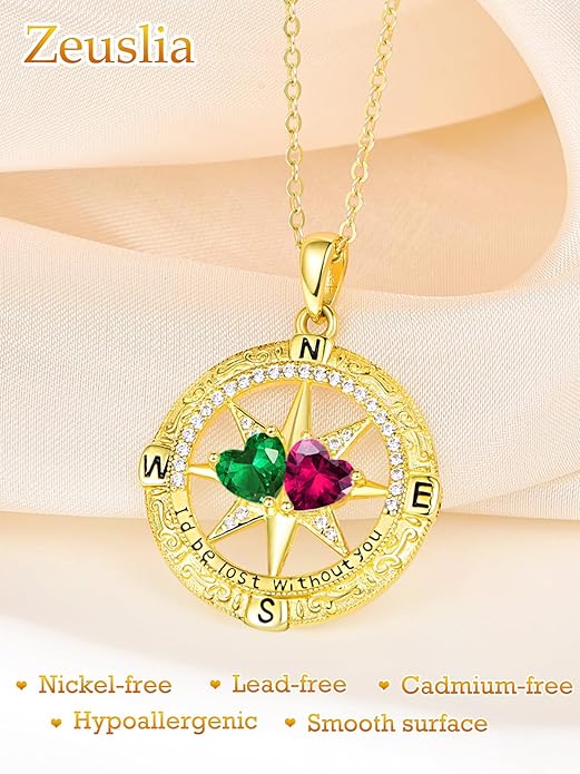 Valentine's Day Gifts for Wife 925 Sterling Silver Double Birthstone Pendant Necklaces I Love You for Always and Forever Necklace Anniversary Birthday Gifts for Wife Girlfriend Mom Her