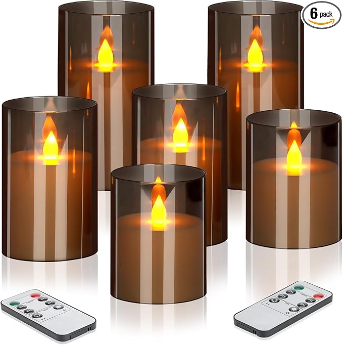 Flameless Candles 4" 5" 6" Acrylic Glass Pillars 3" Diameter Battery Operated by wemarry