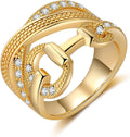 Gold Rings for Women Fashion Vintage Chunky Statement Punk Marcasite Ring Multiple Rows Band Costume Jewelry for Her