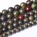 Natural Dragon Blood Jasper Beads Round Loose Energy Healing Stone Beads for Jewelry Making DIY Bracelet 12mm 32pcs 15 Inch