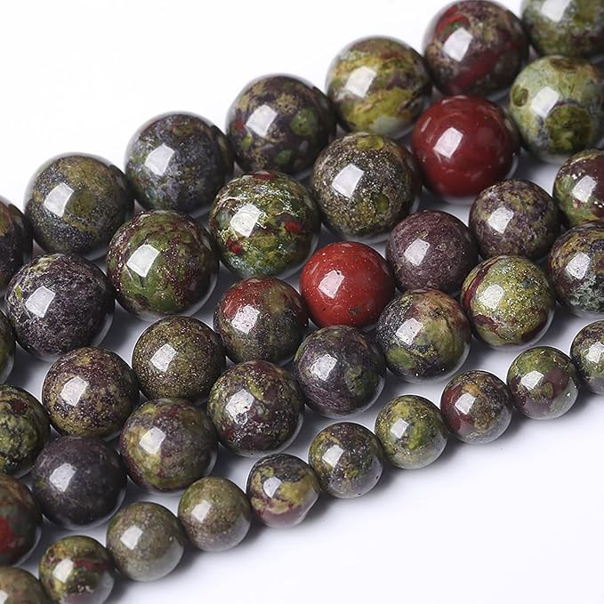 Natural Dragon Blood Jasper Beads Round Loose Energy Healing Stone Beads for Jewelry Making DIY Bracelet 12mm 32pcs 15 Inch