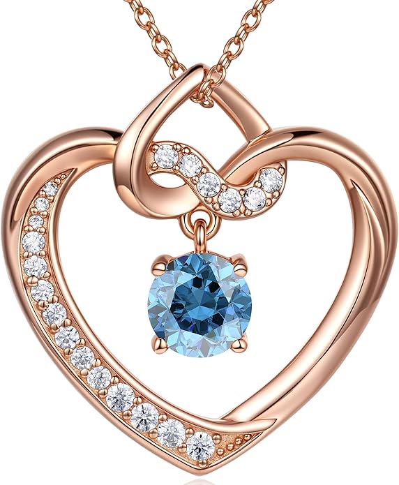 Heart Birthstone Necklaces Gifts for Women Wife, Jewelry for Women Wedding Anniversary Birthday Gifts for Wife Girlfriend Mom Christmas Valentines Gifts S925 Sterling Silver