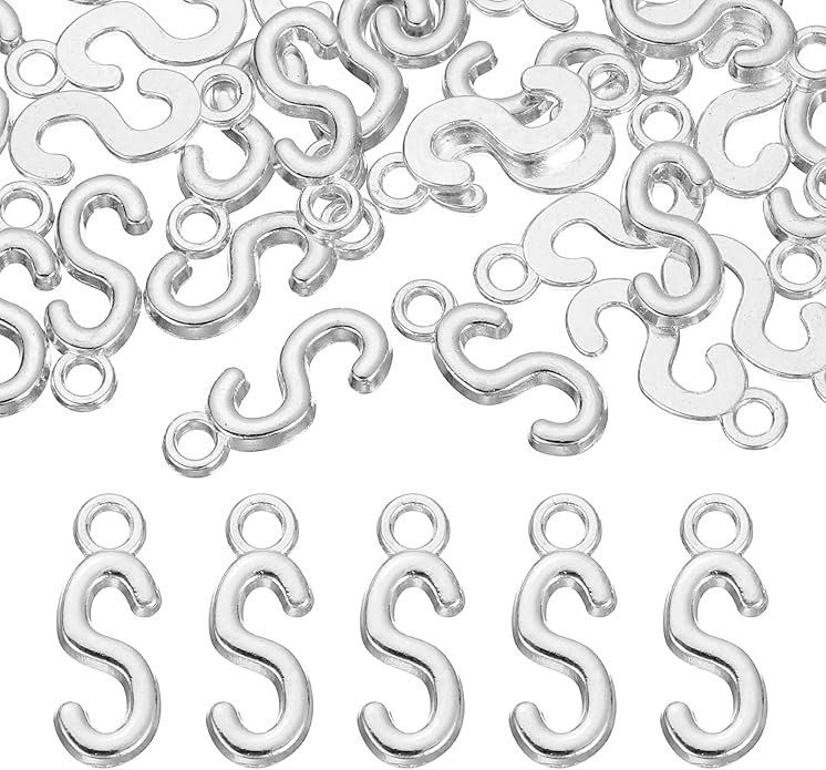 uxcell Letter Charm, Alloy Letter Initial Alphabet Charm for DIY Crafts Jewelry Making Bracelet Earrings Necklace