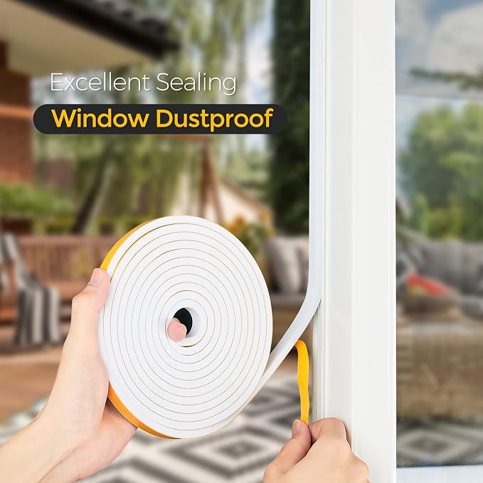 Ravinte Weather Stripping Door Seal, 1/2 x 1/8 Adhesive Foam Tape, 50 FT | - Image 7