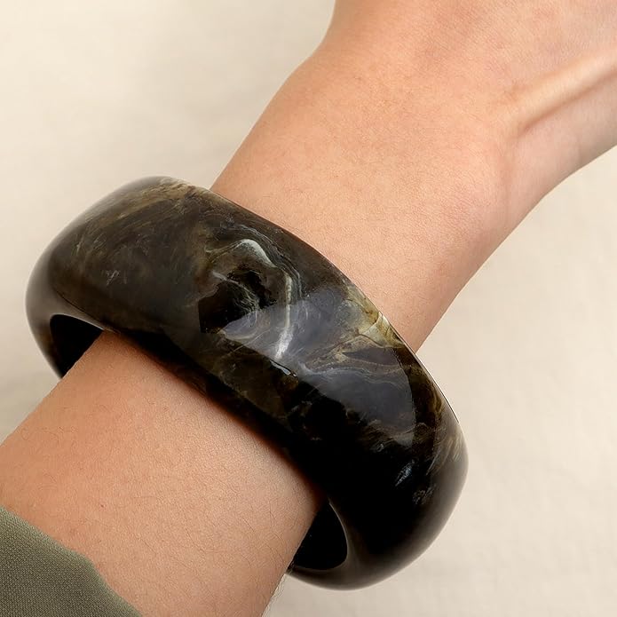 Chunky Resin Wide Bangle Bracelets for Women, Trendy Statement Minimalist Acrylic Bracelet Prom Holiday Jewelry Gift