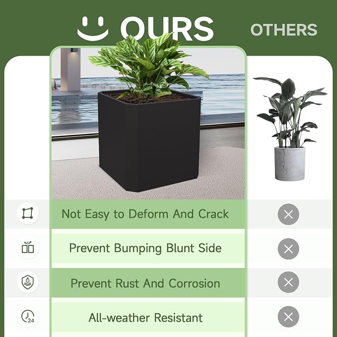 Metal Planter Box 26”L x 26"W x 26"H Large Square Steel Planter Box | Outdoor - Image 7