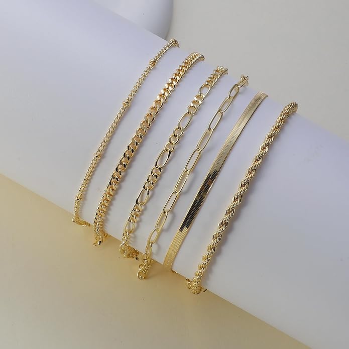 Anklets for Women 14K Gold Silver Plated Ankle Bracelets Trendy Waterproof Boho Anklets Set Adjustable Dainty Cute Diamond Beaded Heart Non Tarnish Summer Beach Jewelry Gift