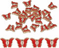 MECCANIXITY 20 Pcs Butterfly Evil Eye Beads Colorful Flat Loose Spacer Evil Eye Charms for DIY Bracelet Earrings Necklace Crafts Jewelry Making, Red