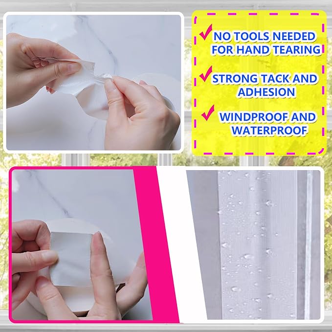 WENSSKKU White Window Weather Sealing Tape 2Inch X 65Ft, Window AC Seal Air - Image 2