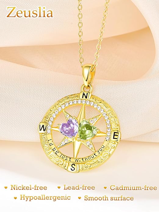 Valentine's Day Gifts for Wife 925 Sterling Silver Double Birthstone Pendant Necklaces I Love You for Always and Forever Necklace Anniversary Birthday Gifts for Wife Girlfriend Mom Her